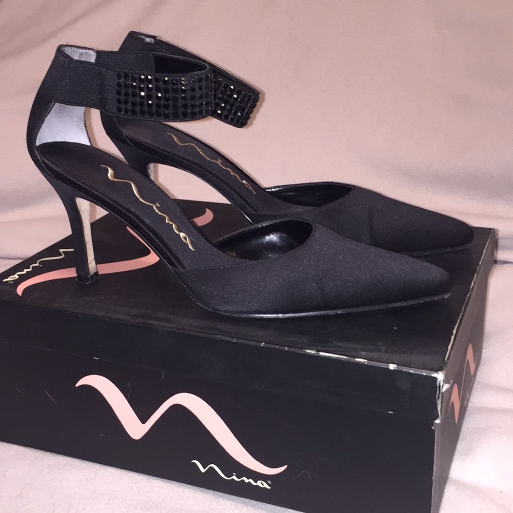 Black with ankle strap heels